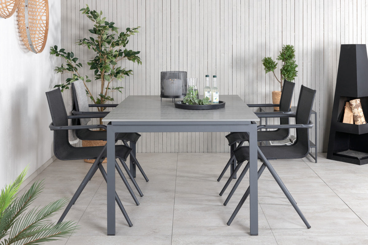 Alina & Levels Spisestole Sort + Spisebord 160x100x75