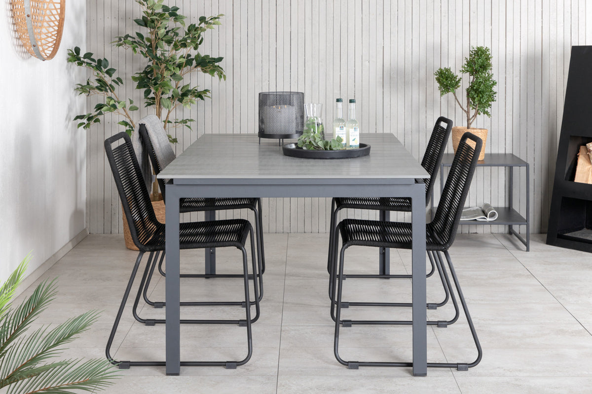 Levels & Lindos Spisebord 160x100x75 + Spisestole Sort