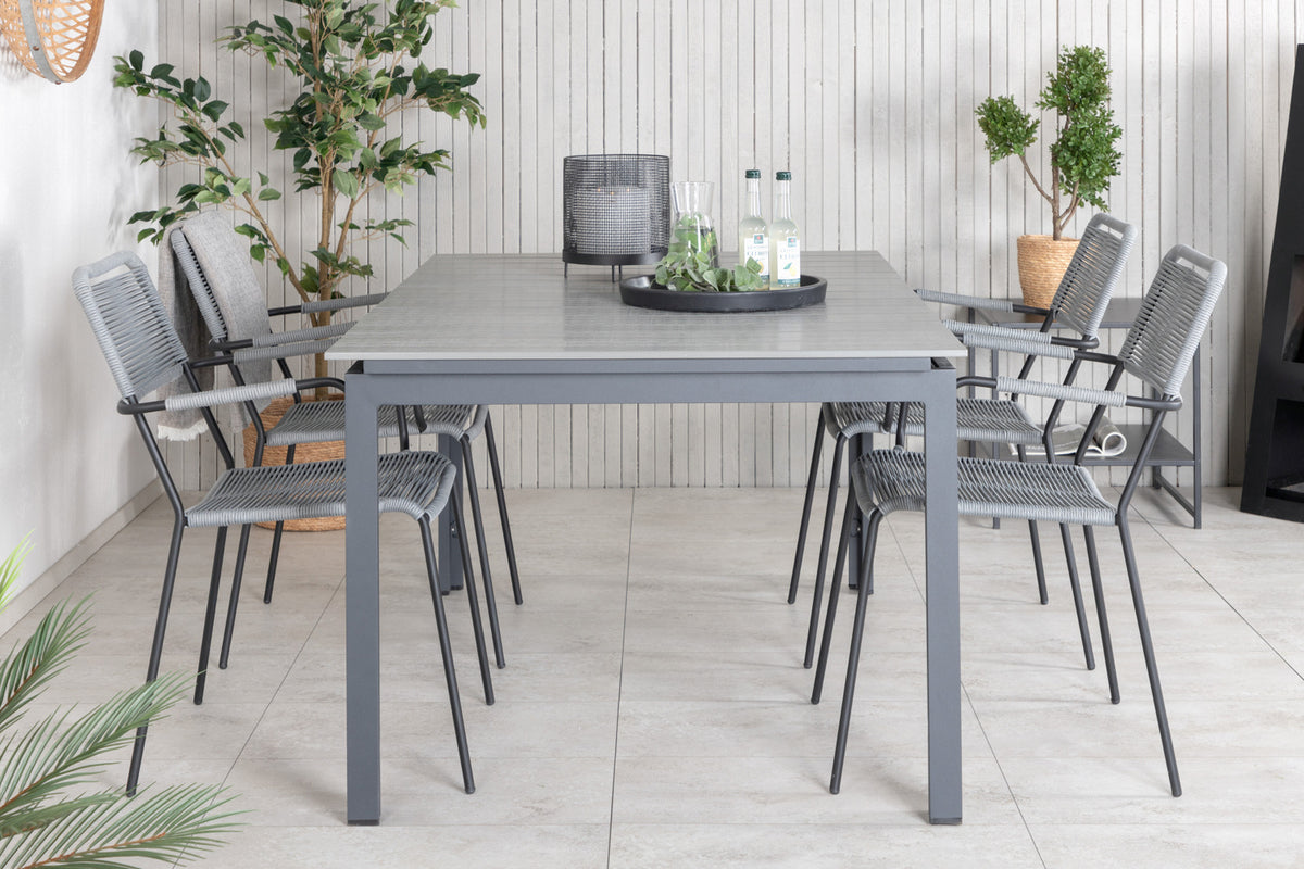 Levels & Lindos Spisebord 160x100x75 + Spisestole Grå