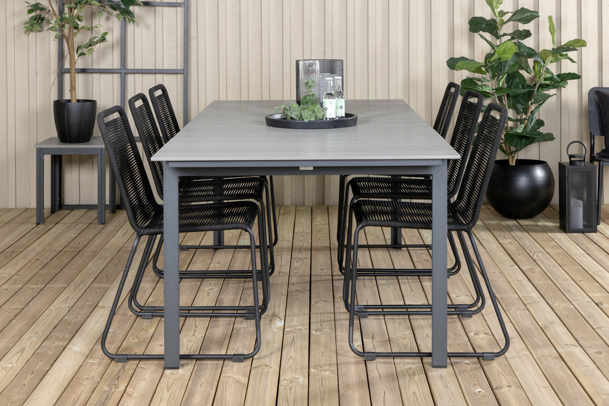 Levels & Lindos Rektangulært Spisebord 229x100x75 Sort + Spisestole Sort