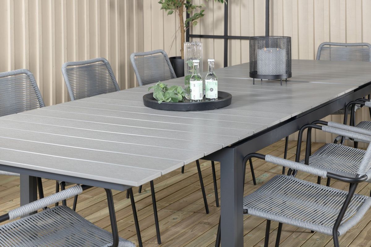 Levels & Lindos Spisebord 229x100x75 + Spisestole Grå