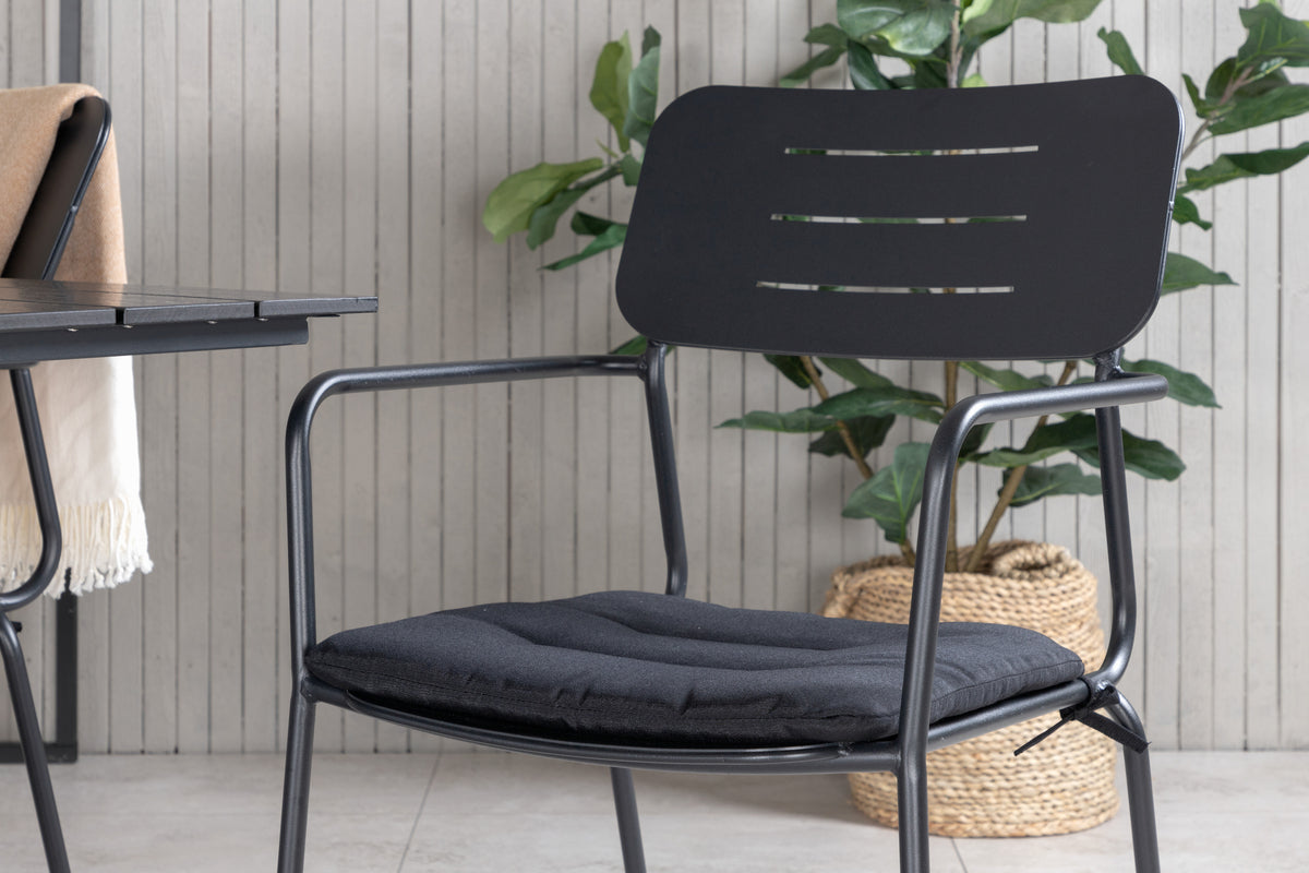 Spisebordsstol 2-pak Sort + Rektangulært Spisebord 120 x 70 Sort