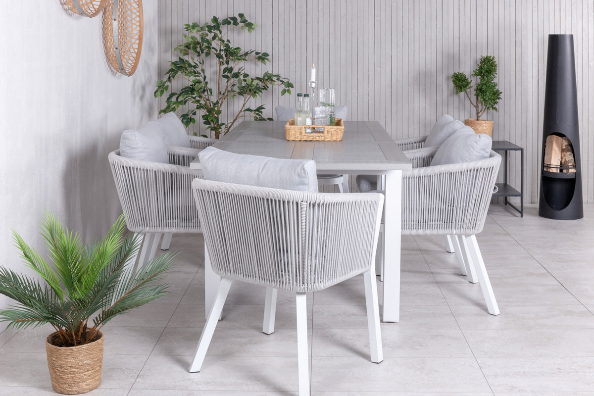 Virya & Albany Spisestole 2-pak Grå + Rektangulære Spisebord 74 x 152 x 90 Hvid