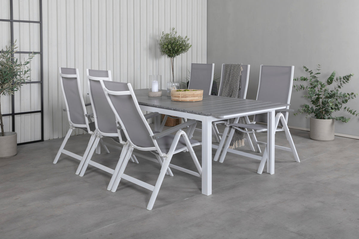 Albany & Levels Positionsstole Grå + Spisebord 229x100x75