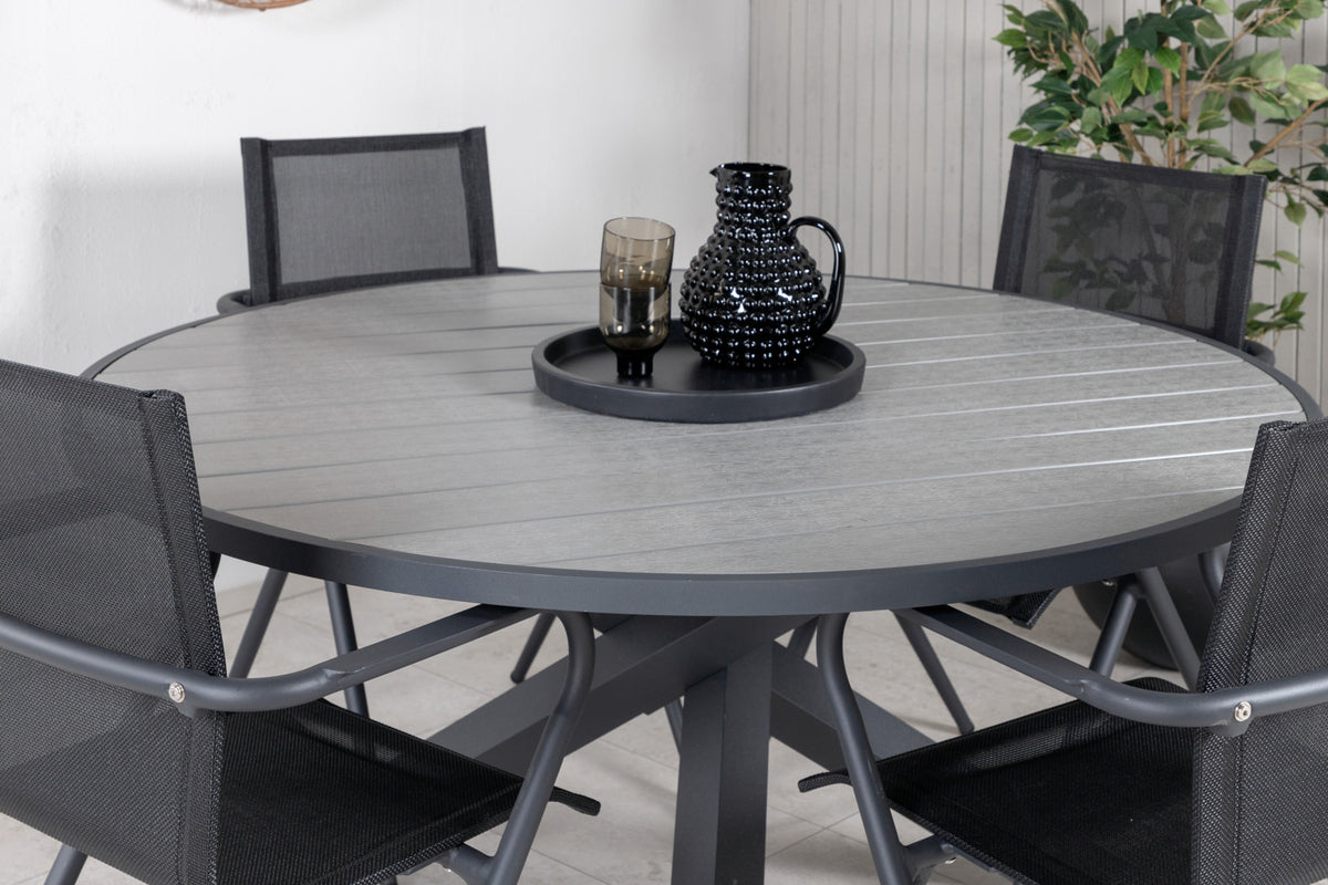 Alina & Parma Spisestole Sort + Spisebord ⌀140