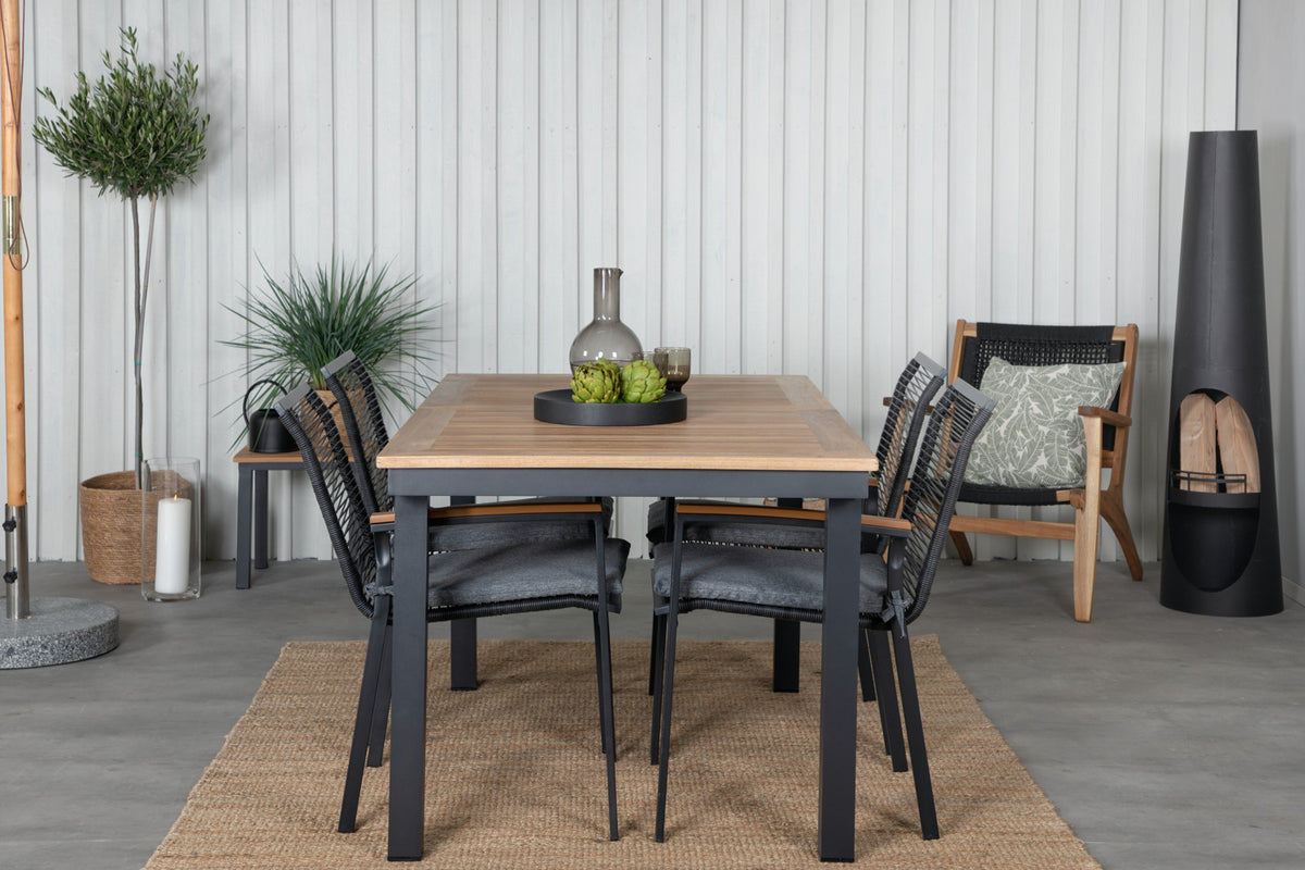 Dallas & Panama Spisestole Sort + Spisebord 160 x 90