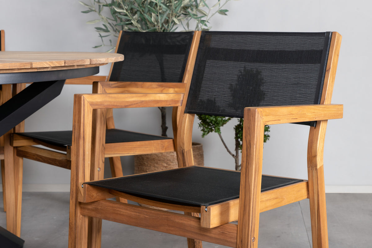 Venice & Mexico Spisestole Natur + Spisebord ⌀140