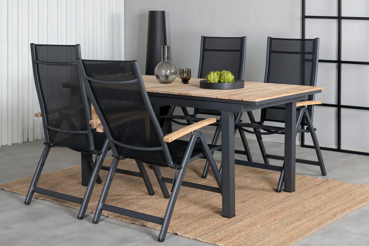 Panama & Mexico Positionsstole Sort + Spisebord 90x180/240