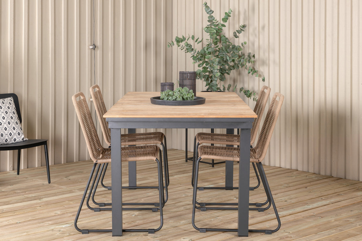 Mexico & Lindos Spisebord 90x180/240 + Spisebordsstole Brun