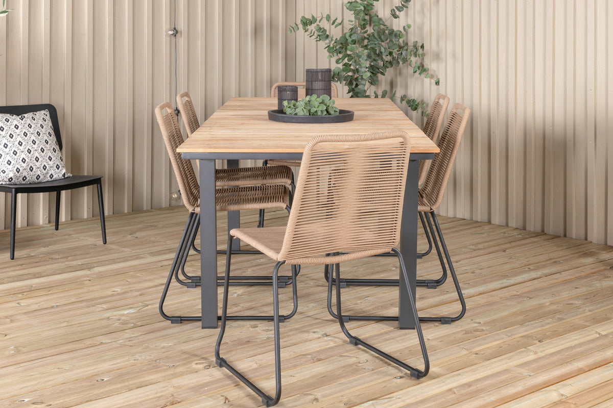 Mexico & Lindos Spisebord 90x180/240 + Spisebordsstole Brun