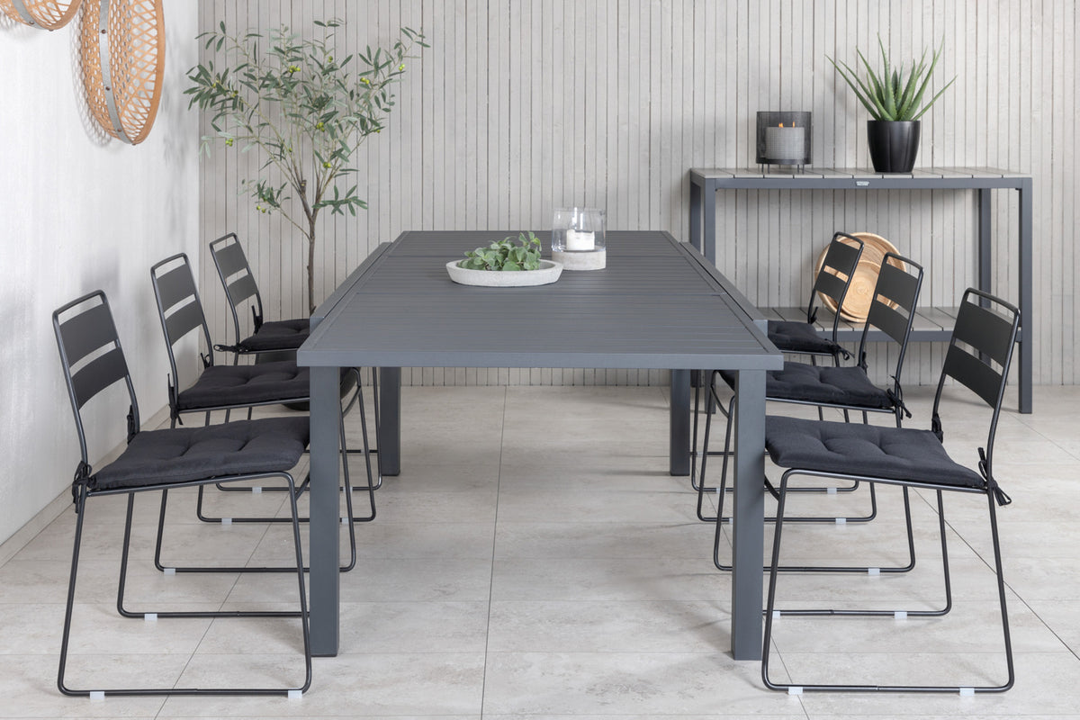 Lina & Marbella Spisestole Sort + Spisebord 160x100x75