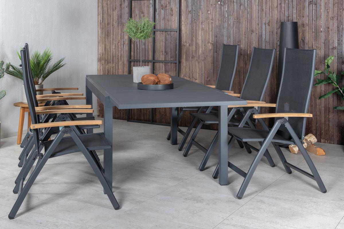 Panama & Marbella Positionsstole Sort + Spisebord 160x100x75