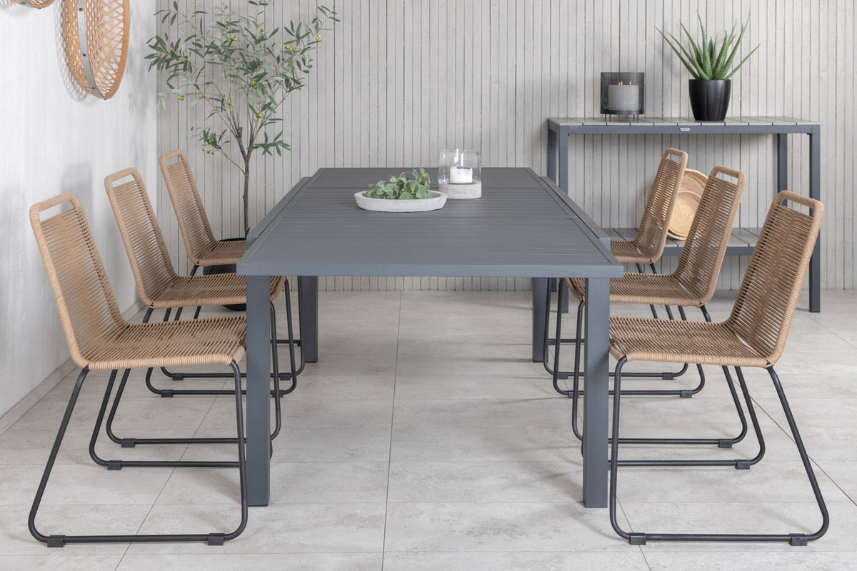 Lindos & Marbella Spisestole Brun + Spisebord 160x100x75