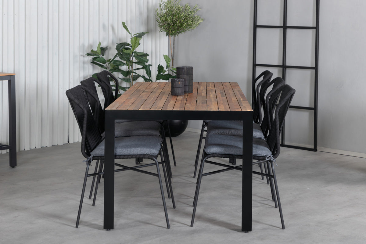 Julian & Bois Spisestole Sort + Spisebord 205x90