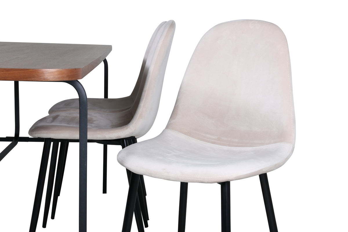 Uno & Polar Rektangulært Spisebord 200 x 90 Natur + Spisebordsstol 2-pak Beige