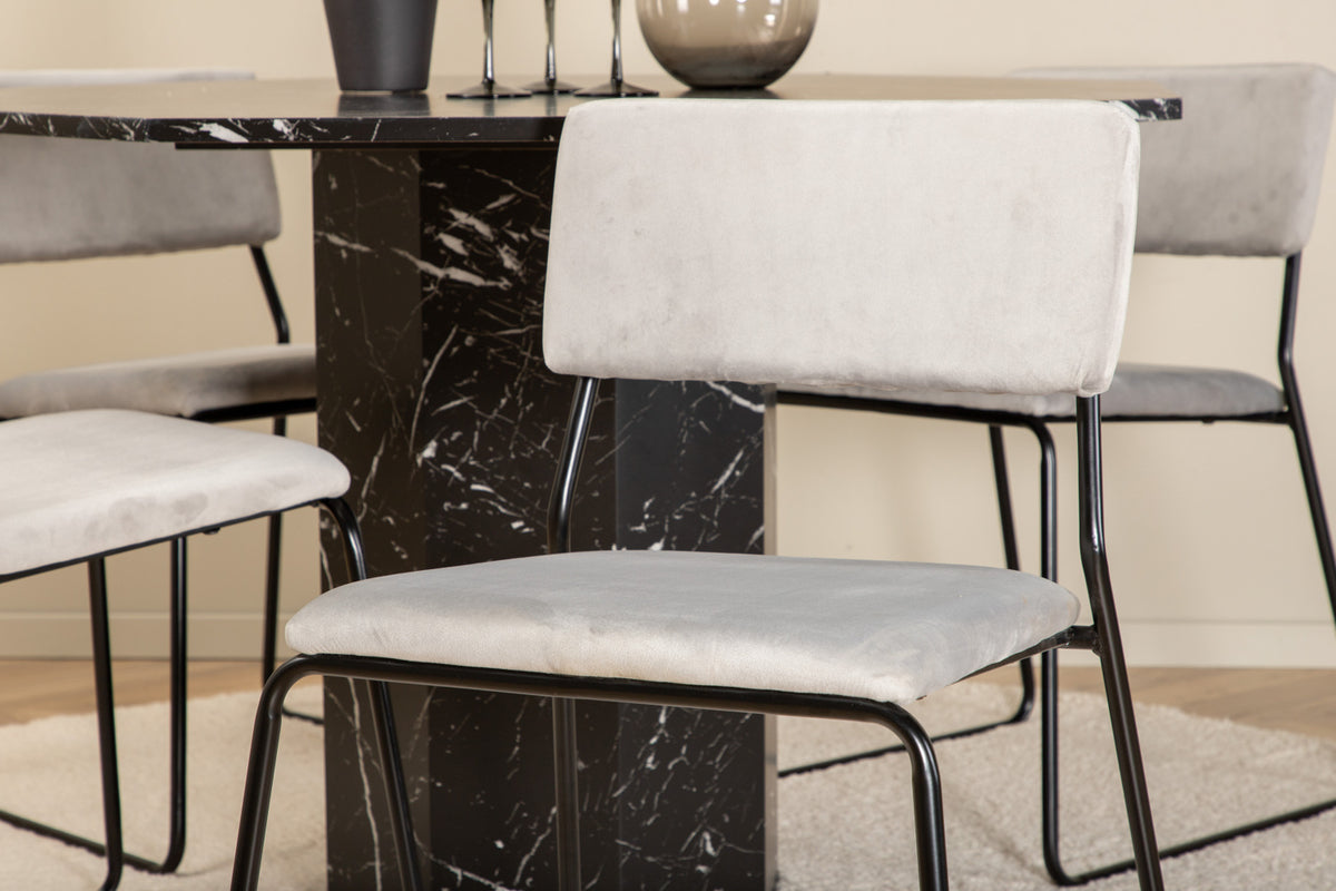 Kenth & Marbs Spisebordsstol 2-pak Grå + Rundt Spisebord ⌀110 Sort