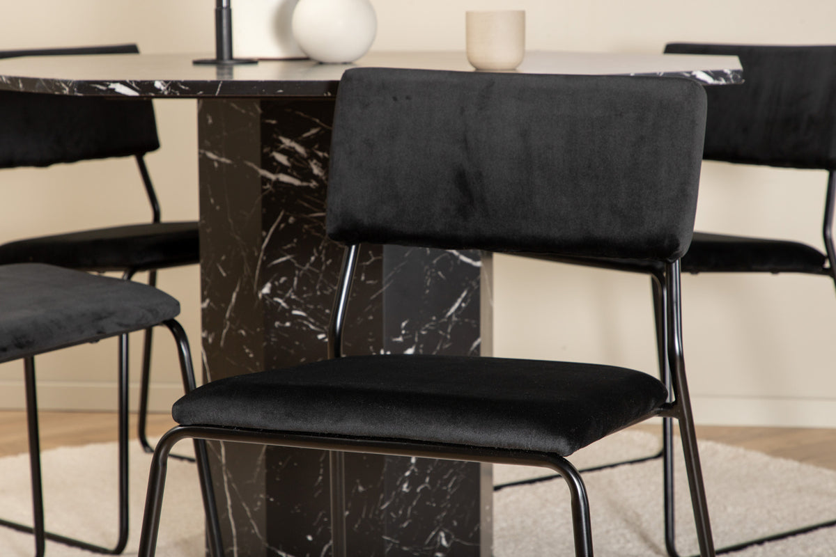 Kenth & Marbs Spisebordsstol 2-pak Sort + Rundt Spisebord ⌀110 Sort