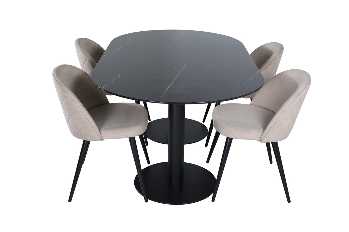 Pillan, Velvet Oval Dining Set
