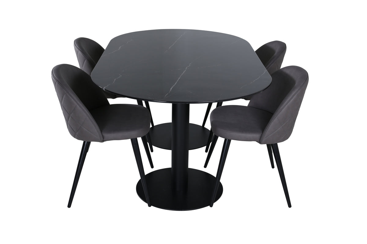 Pillan, Velvet Oval Dining Set