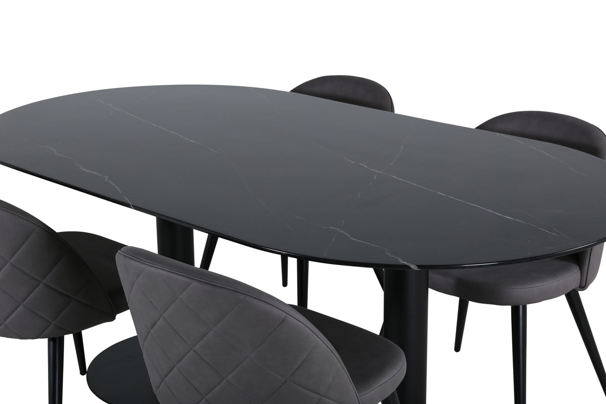 Pillan, Velvet Oval Dining Set