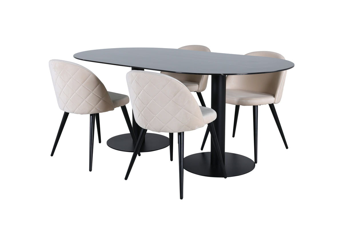 Pillan, Velvet Oval Dining Set