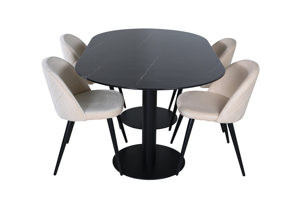 Pillan, Velvet Oval Dining Set