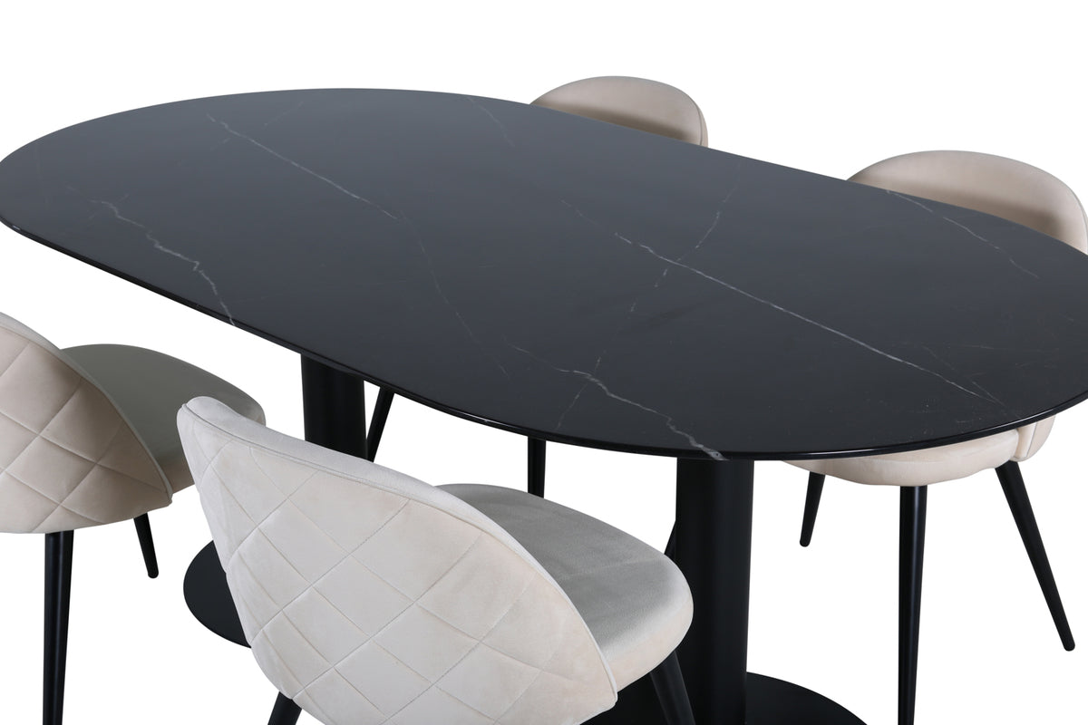 Pillan, Velvet Oval Dining Set
