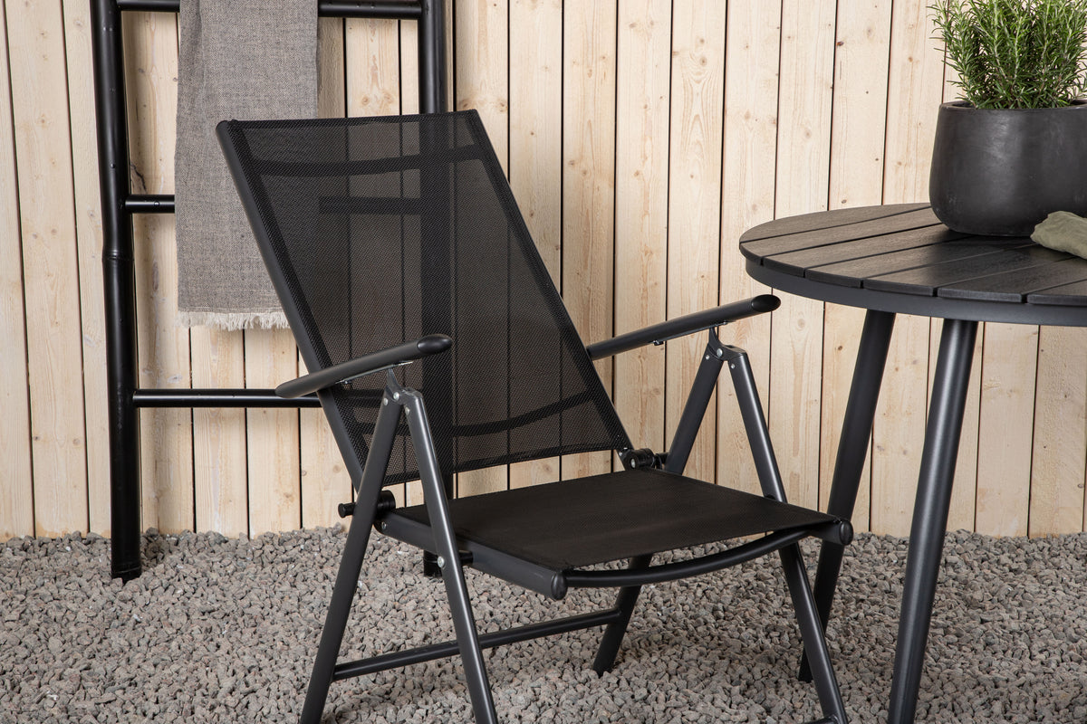 Rundt spisebord 90 Sort + Position stol 2-pak Sort