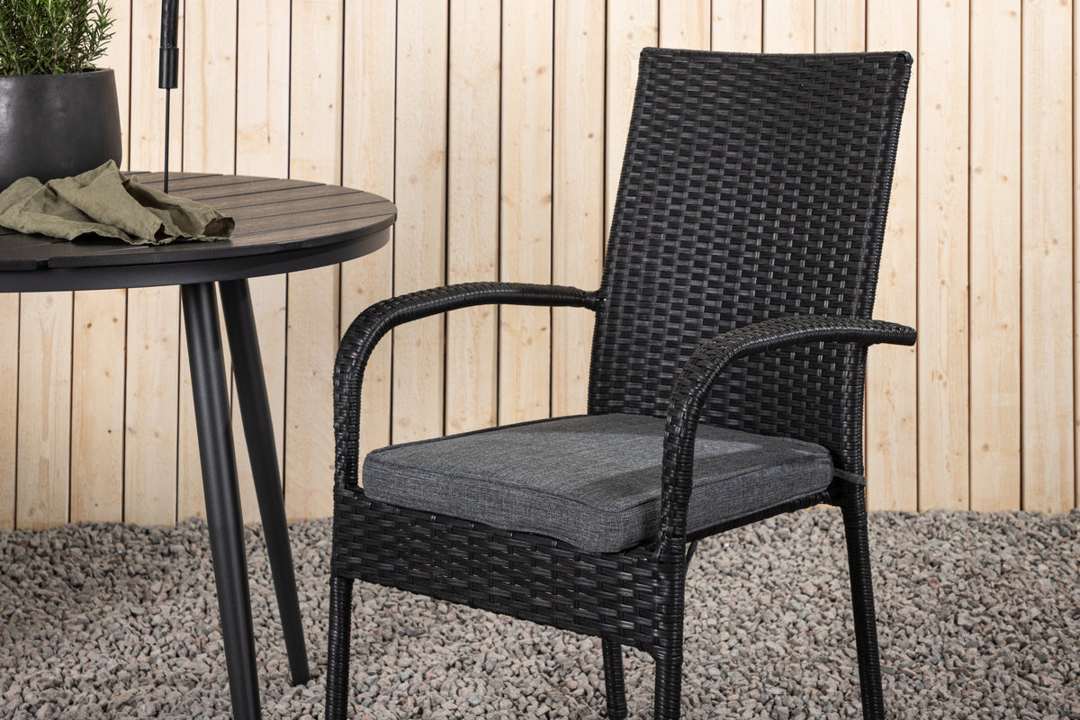 Break & Anna Rundt Spisebord ø90 Sort + Spisestole Sort