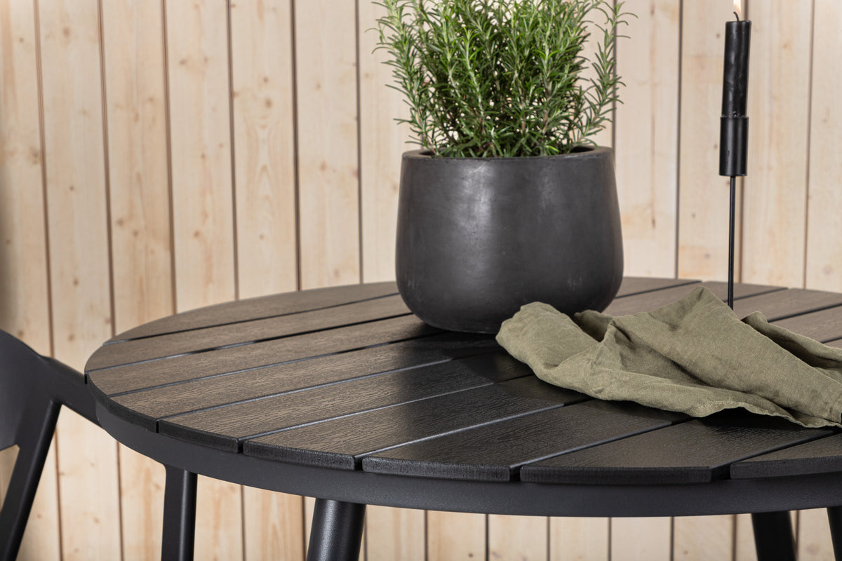 Break & Slit Rundt Spisebord ø90 Sort + Spisestole Sort