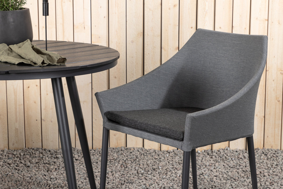 Spoga & Break Spisestole Grå + Rundt Spisebord ø90 Sort