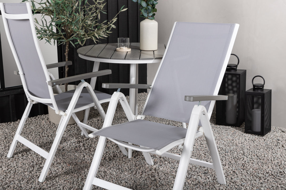 Position stol 2-pak Grå + Rundt spisebord 90 Grå