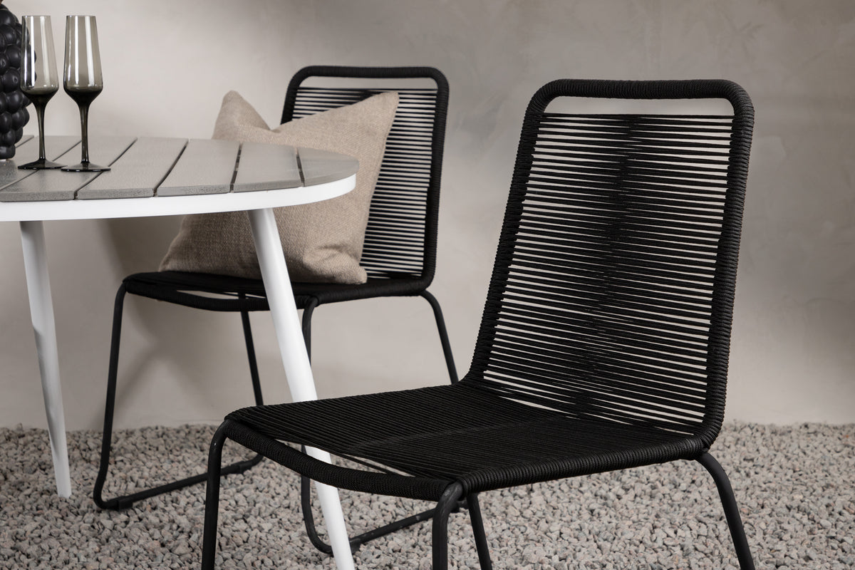 Rundt spisebord 120 Grå + Spisebordsstol 2-pak Sort