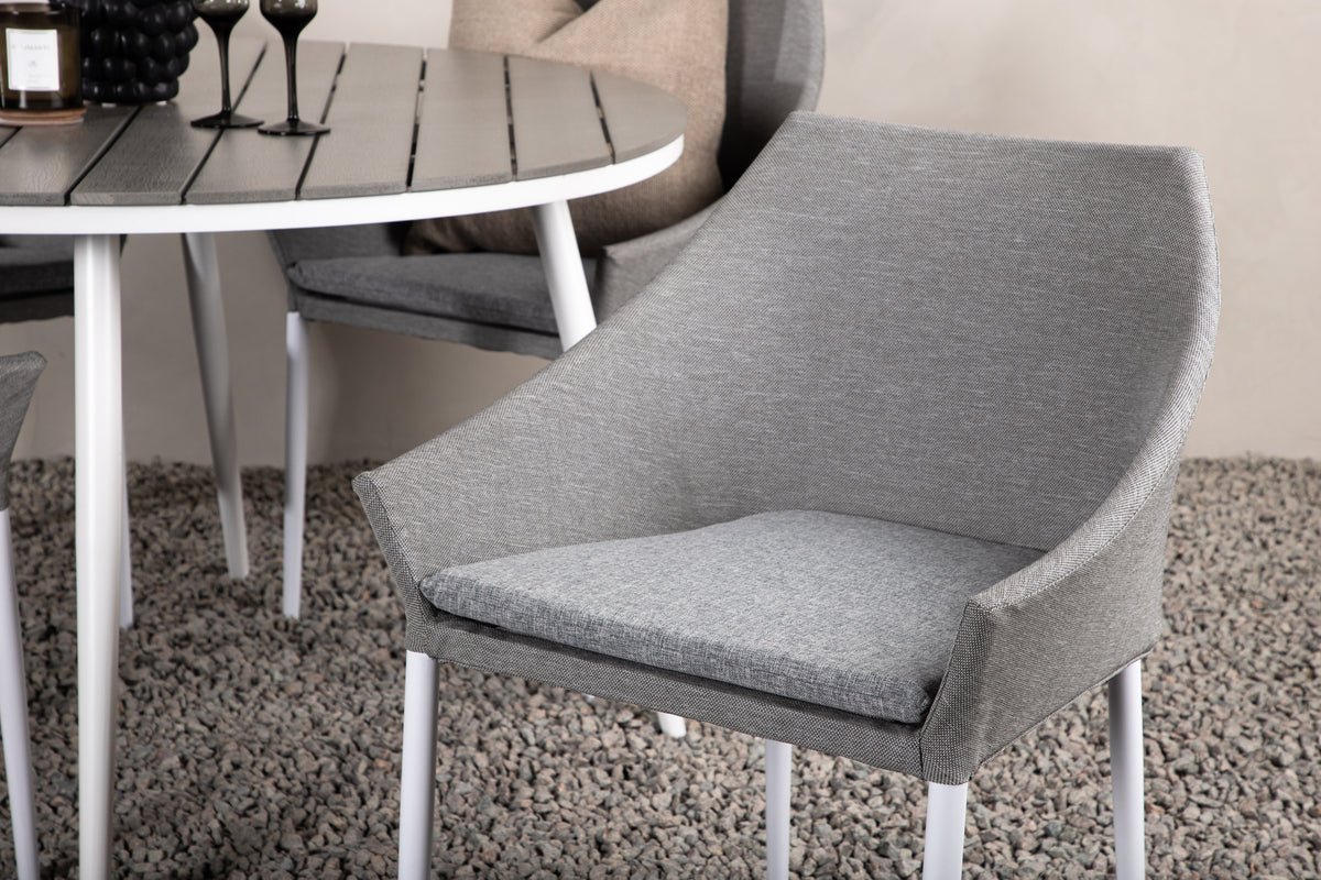 Spisebordsstol 2-pak Grå + Rundt Spisebord 120 Grå