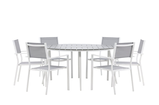 Break & Copacabana Rundt Spisebord ø150 Grå + Spisestole Grå