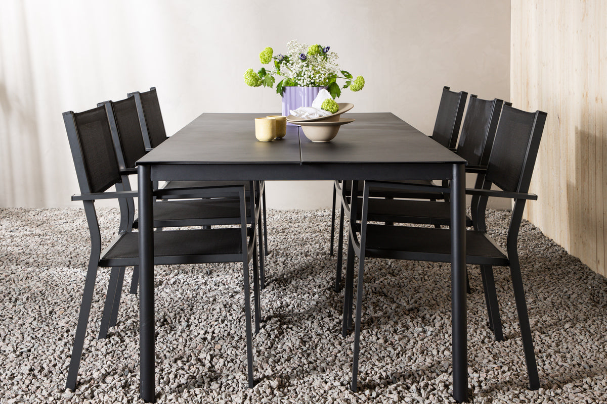 Rektangulært spisebord 200 x 100 Sort + Spisebordsstol 2-pak Sort