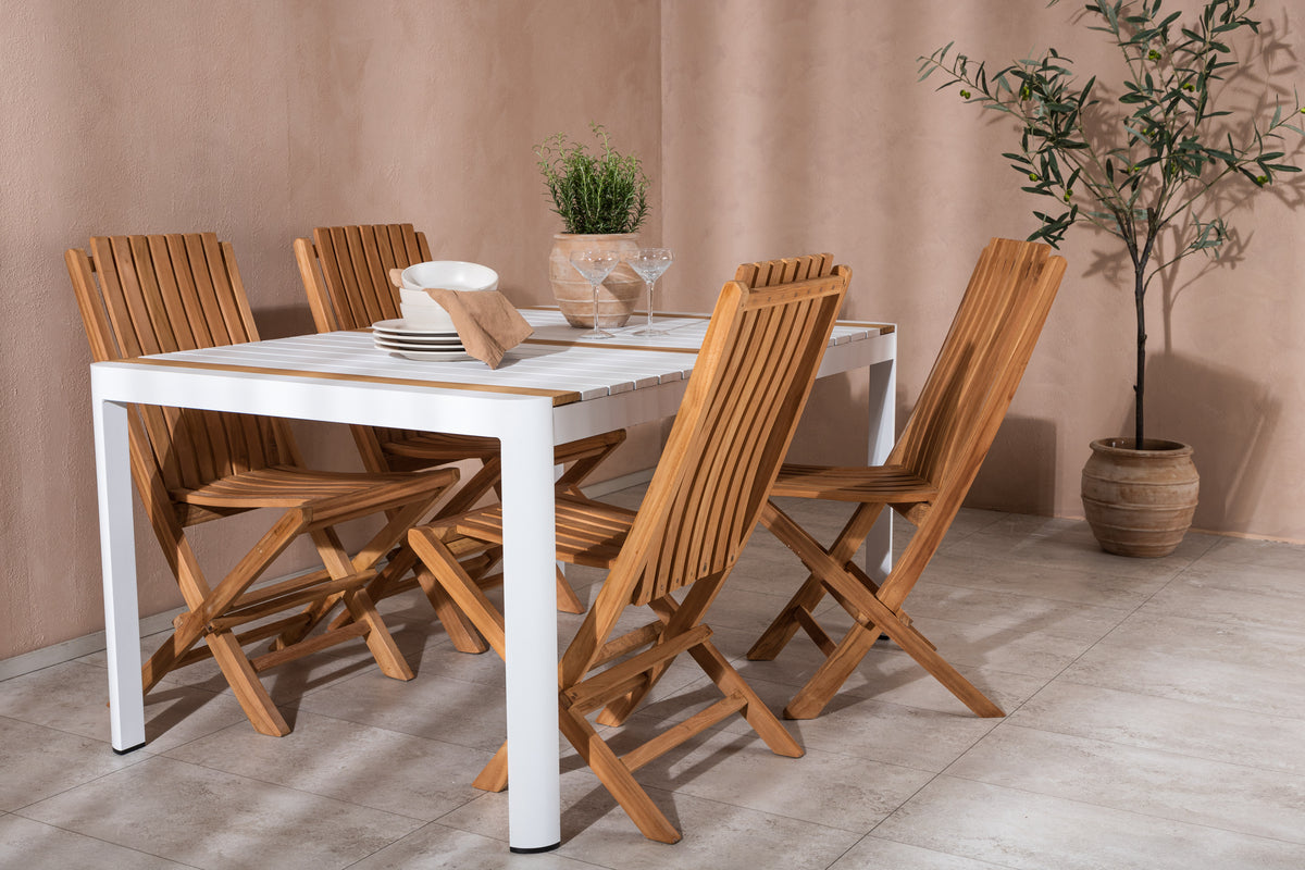 Spisebordsstol Guld + Rektangulært spisebord 150 x 90 Hvid