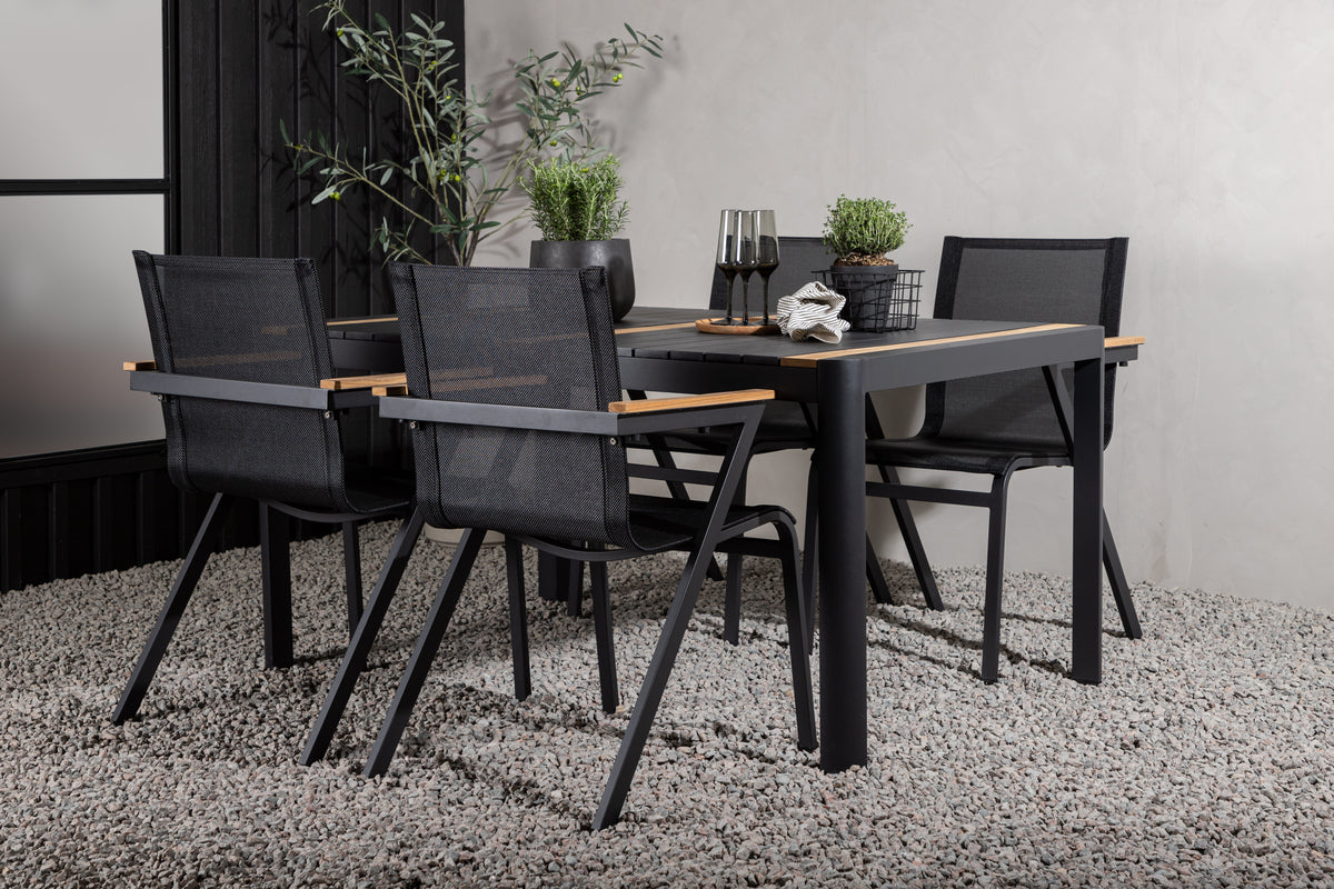 Togo & Mexico Rektangulært Spisebord 150x90 Sort + Spisestole Sort