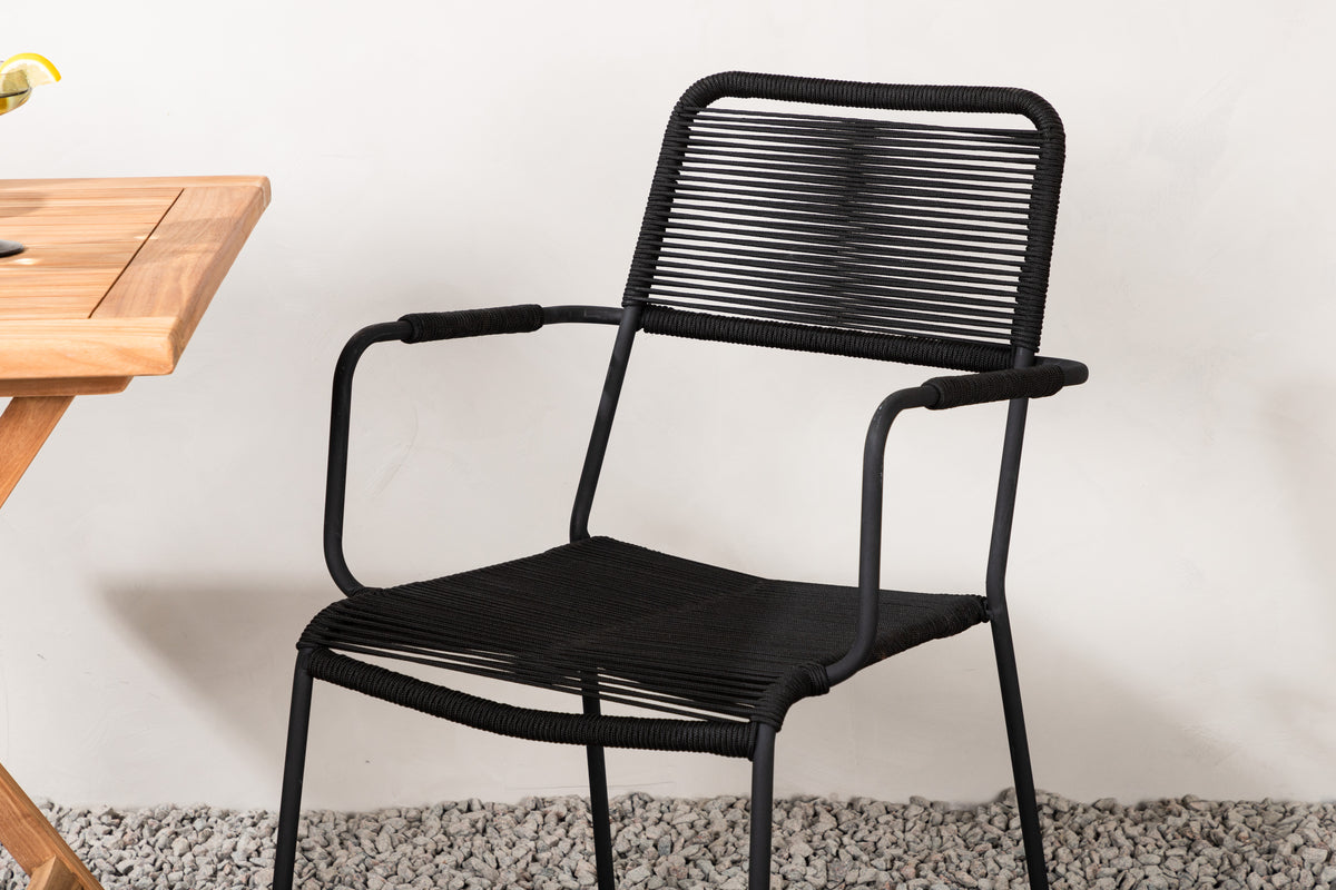 Rektangulært spisebord 70 x 70 Natur + Spisebordsstol 2-pak Sort