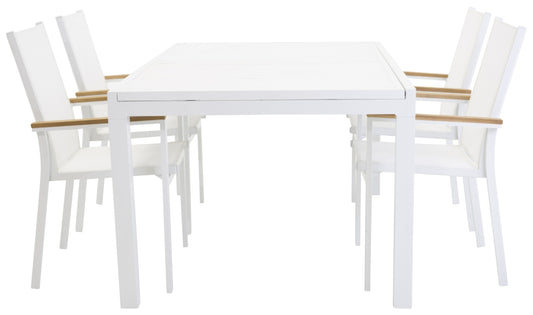 Texas & Marbella Spisebordsstole Hvid + Spisebord 160x100x75