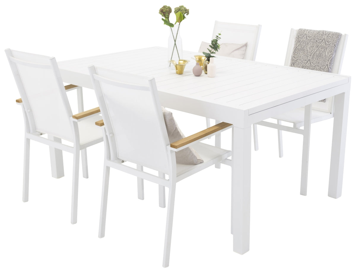 Texas & Marbella Spisebordsstole Hvid + Spisebord 160x100x75