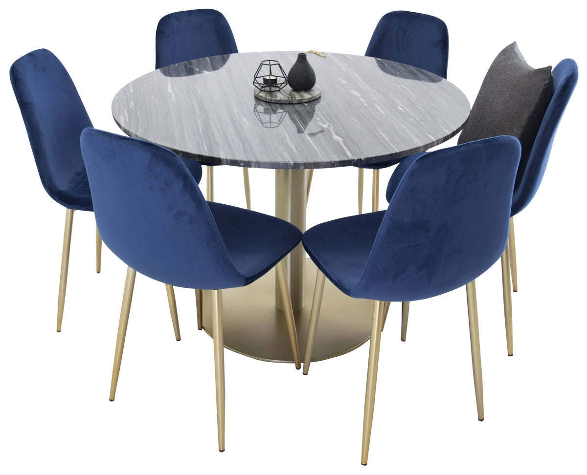 Estelle & Polar Spisebord ⌀106 + Spisestole Blå