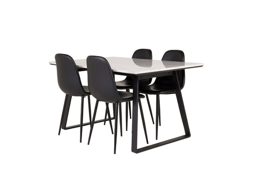 Rektangulært spisebord 140 x 90 Sort + Spisebordsstol 2-pak Sort