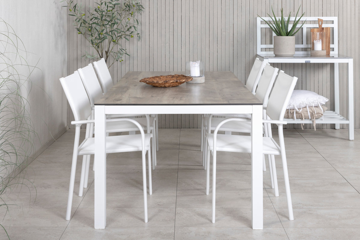 Santorini & Llama Spisestole Hvid + Spisebord 205x100