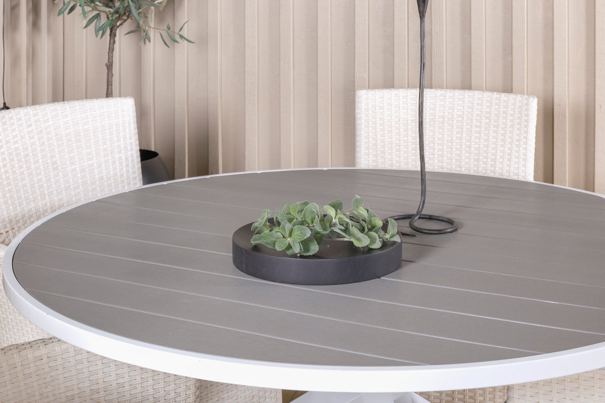 Parma & Malin Spisebord ⌀140 + Spisestole Hvid