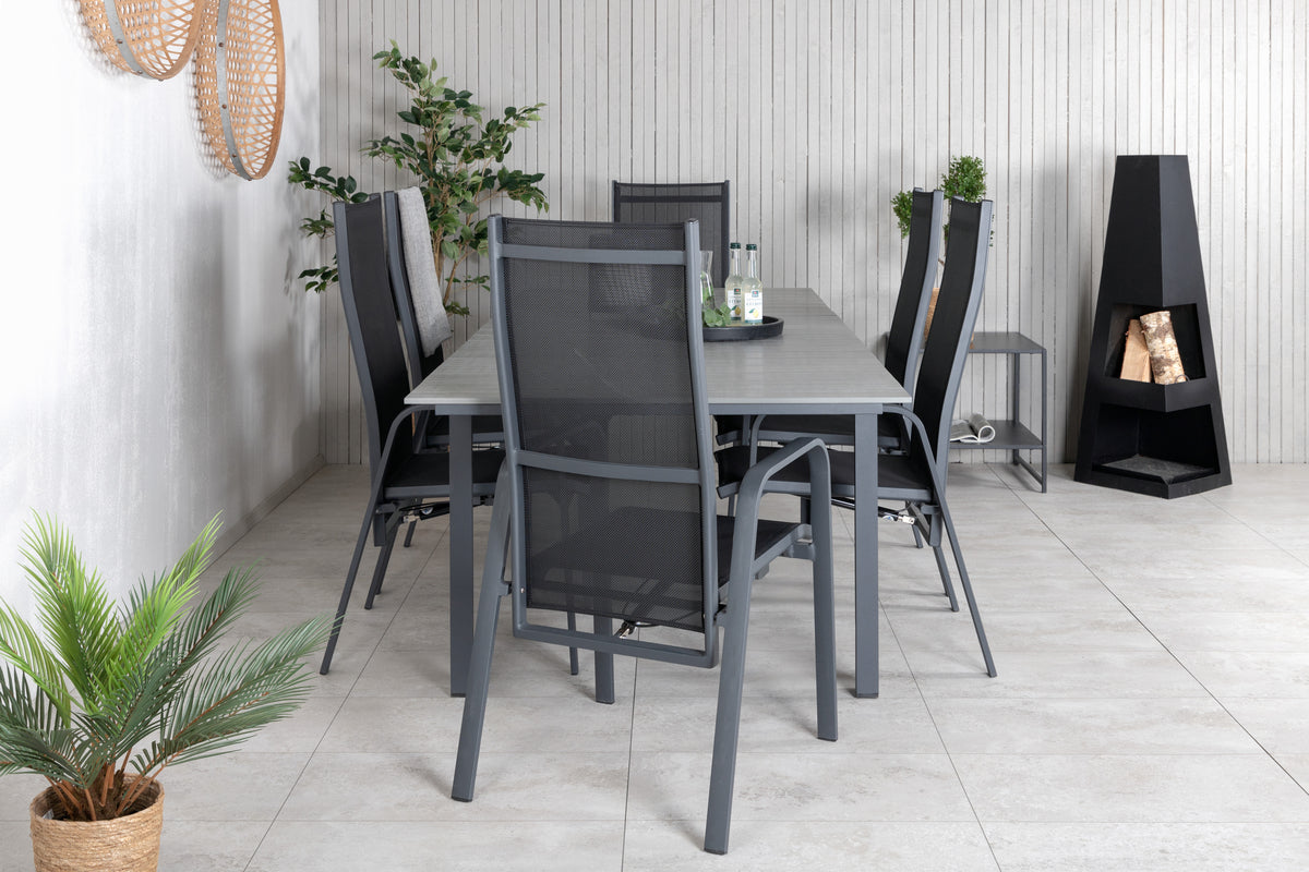 Levels & Copacabana Spisebord 160x100x75 + Reclinerstole Sort