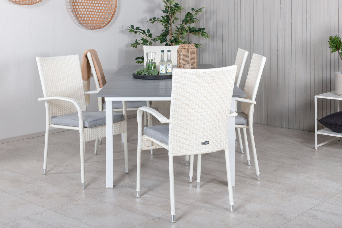 Levels & Anna Spisebord 160x100x75 + Spisestole Hvid