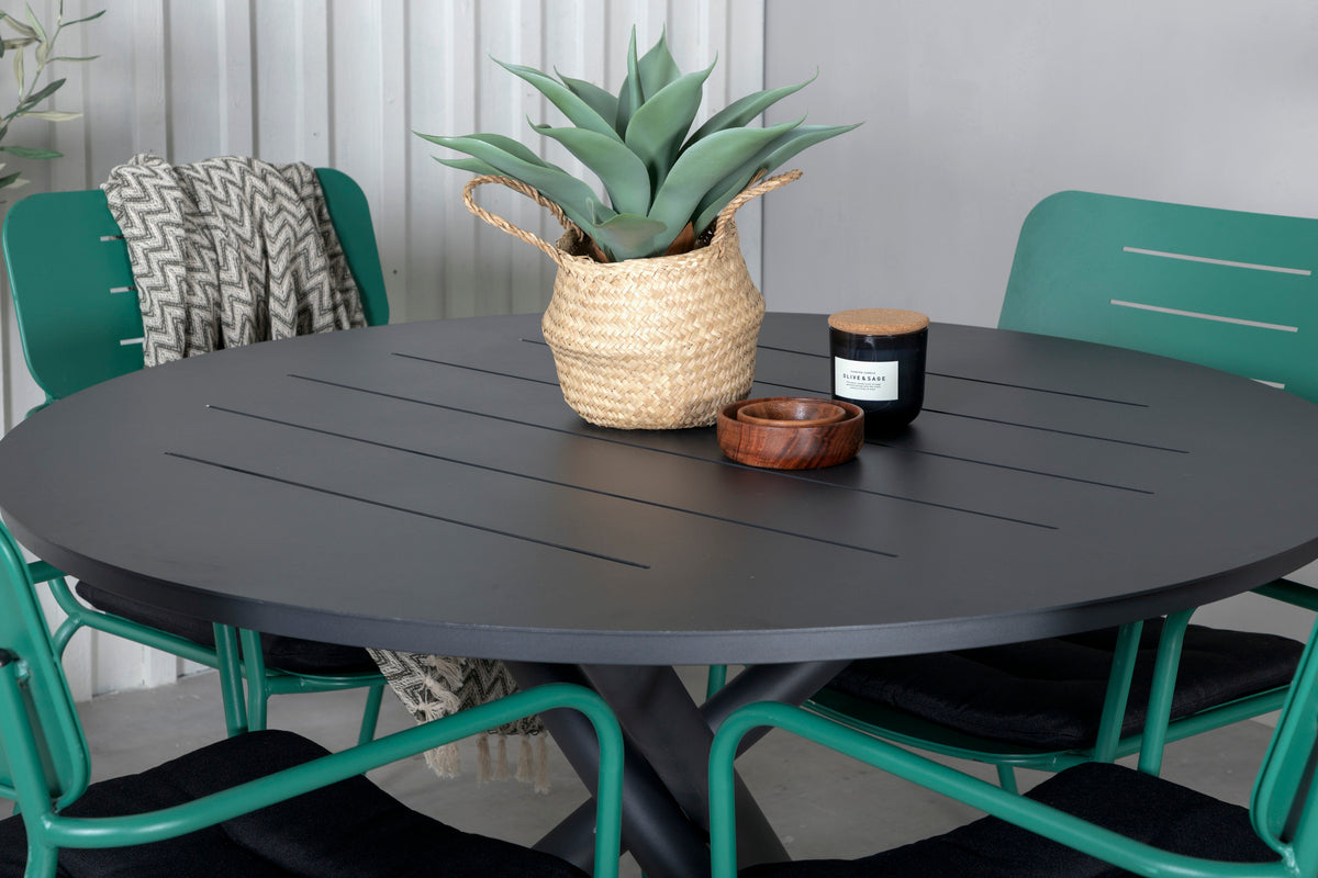 Nicke & Alma Spisestole Grön + Spisebord ⌀120