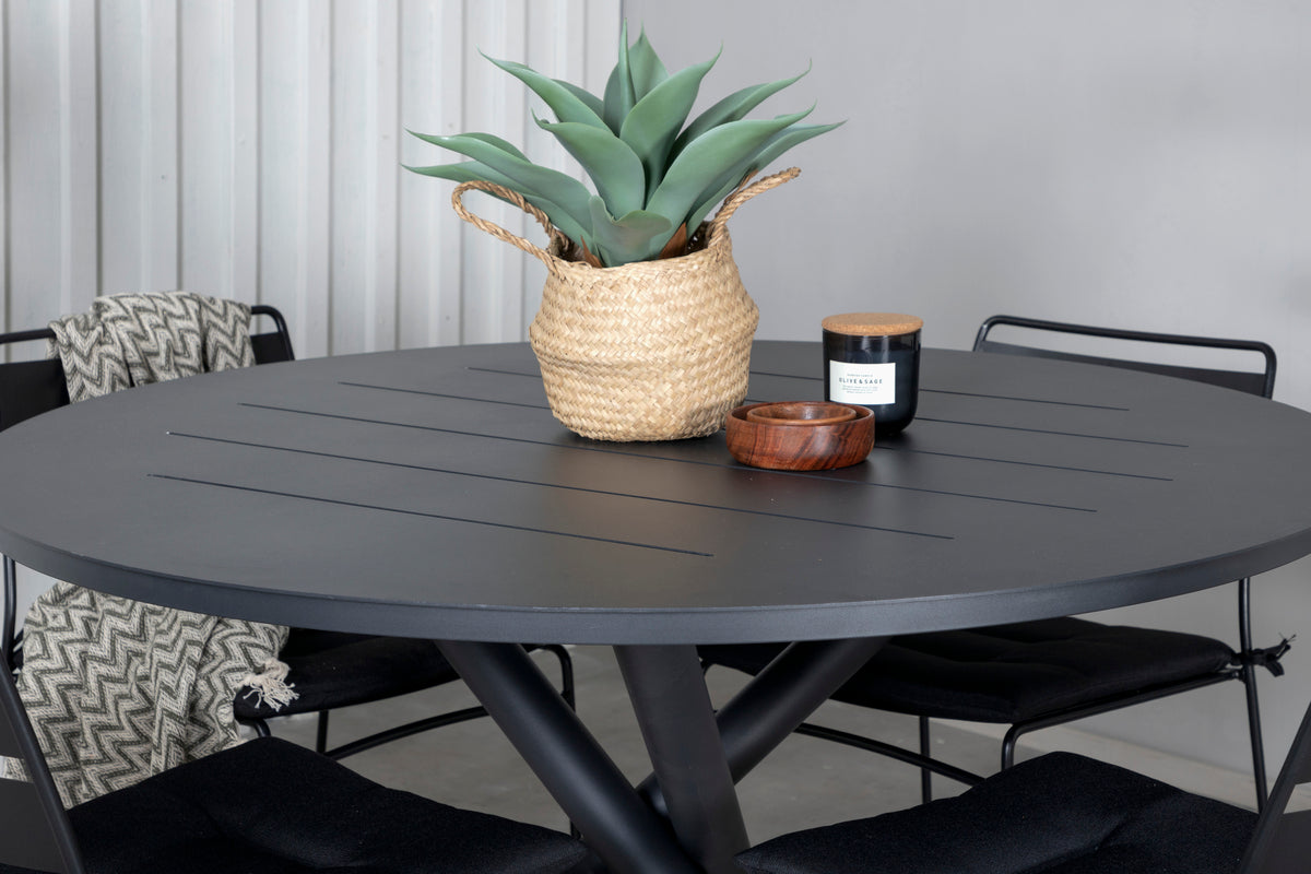 Alma & Lina Spisebord ⌀120 + Spisestole Sort