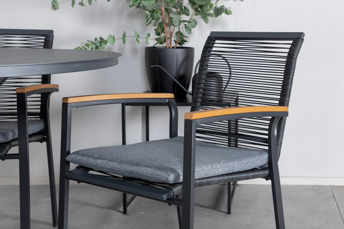 Alma & Dallas Spisebord ⌀120 + Spisestole Sort